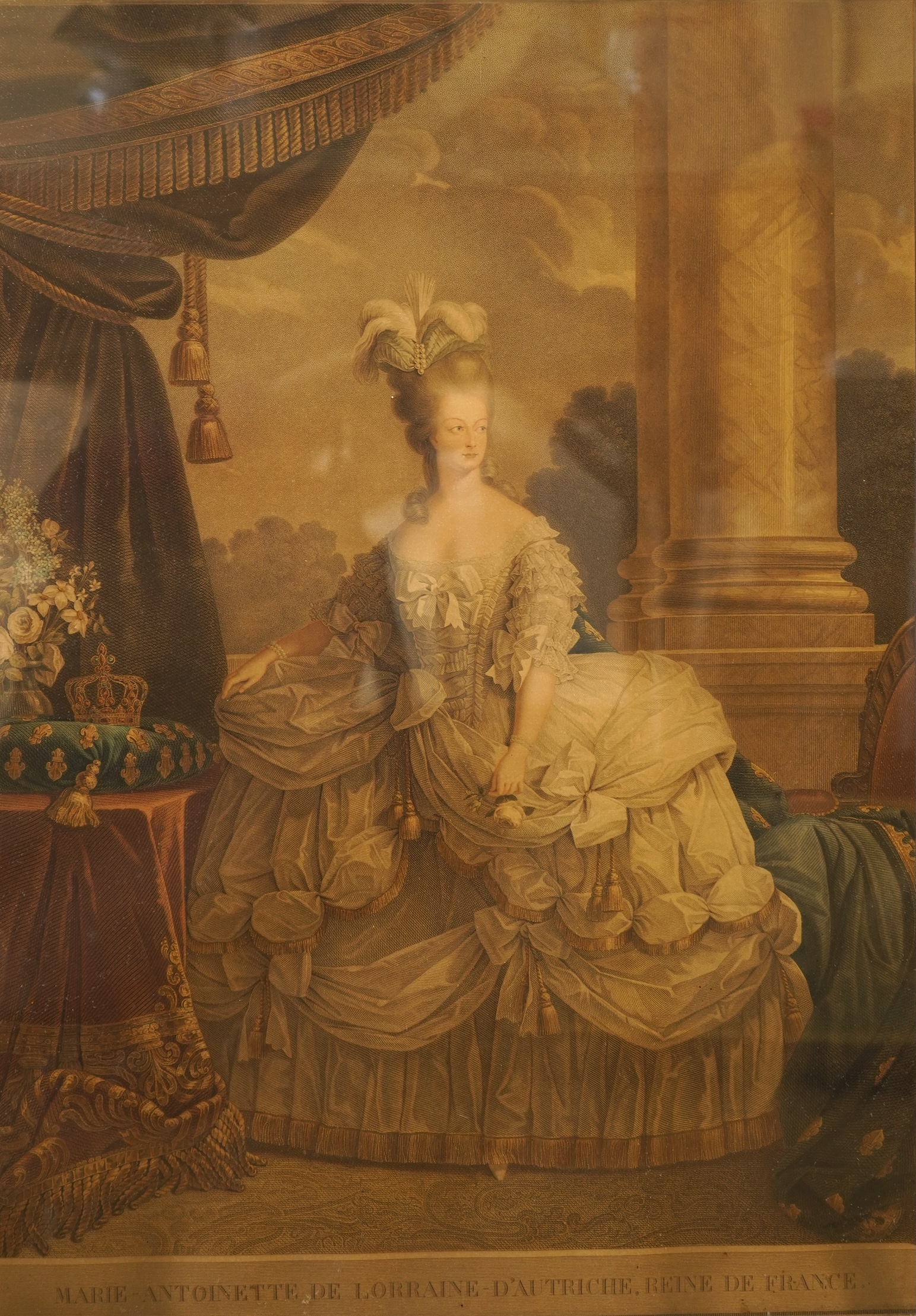 After Antoine Callet (1741-1823), Louis XVI and Marie Antoinette, pair of mezzotints, housed in giltwood frames, HRH Duke of Kent provenance, 68 x 51cm